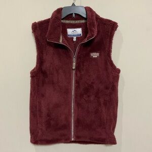 Seaside Oregon Teddy Vest Sz M New Burgundy Zip Front Plush Cozy Warm